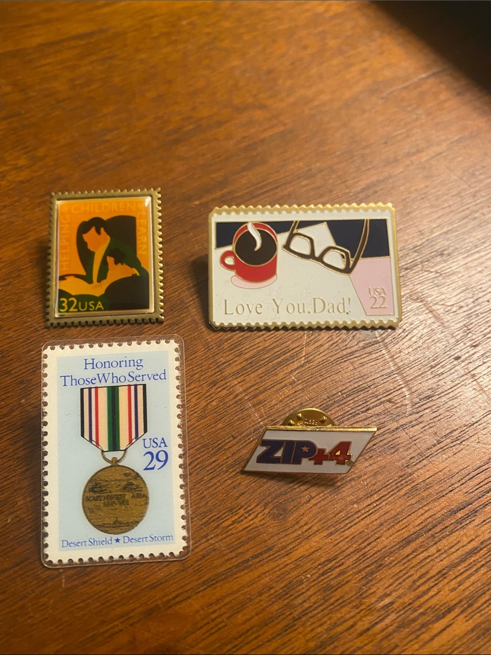 Collection USPS Brass Enamel & Misc Stamp Lapel Pins